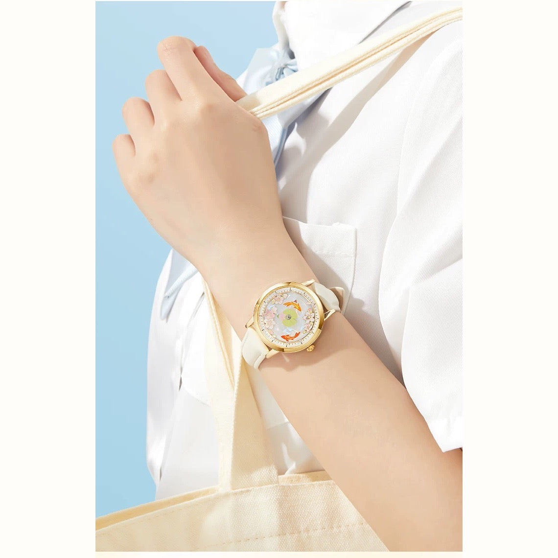 Original KoiBloom wrist photograph with an everyday outfit