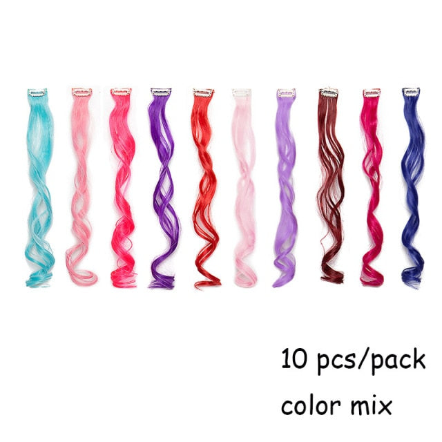 Zilarr Clip-On Colorful Hair Extensions