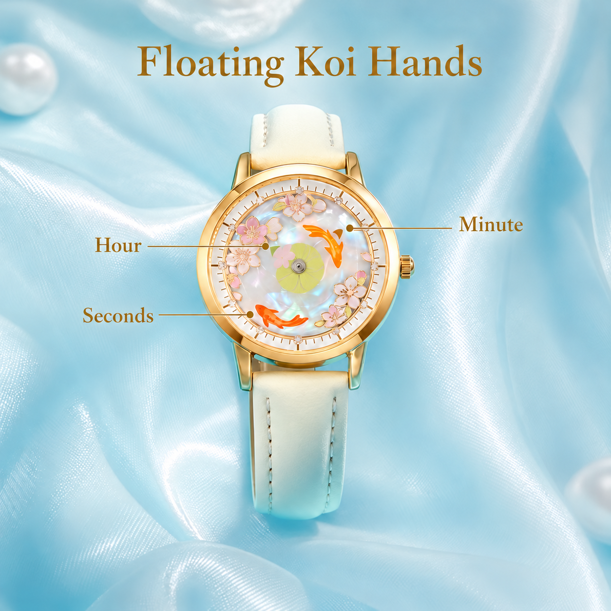KoiBloom green hour arrow and koi minute and second hands