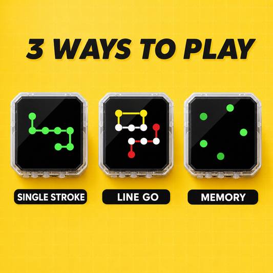 Three Linego game modes: Single Stroke, Line Go, and Memory