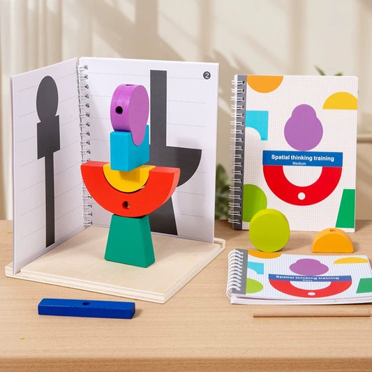 ShadowStack medium spatial reasoning challenge with wooden building pieces