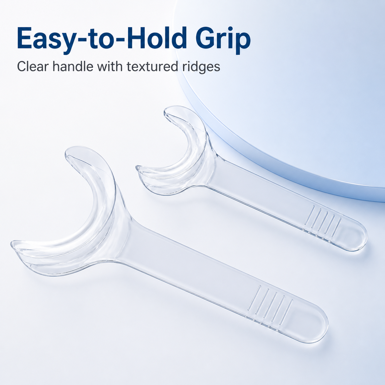 BrushBuddy clear handles with textured grip ridges