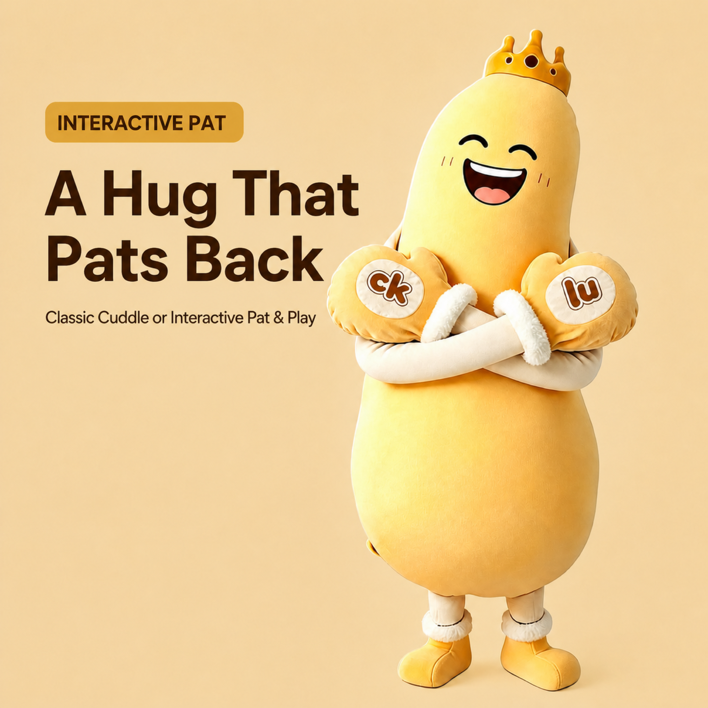 Mango King HugBeat plush with Interactive Pat selling points