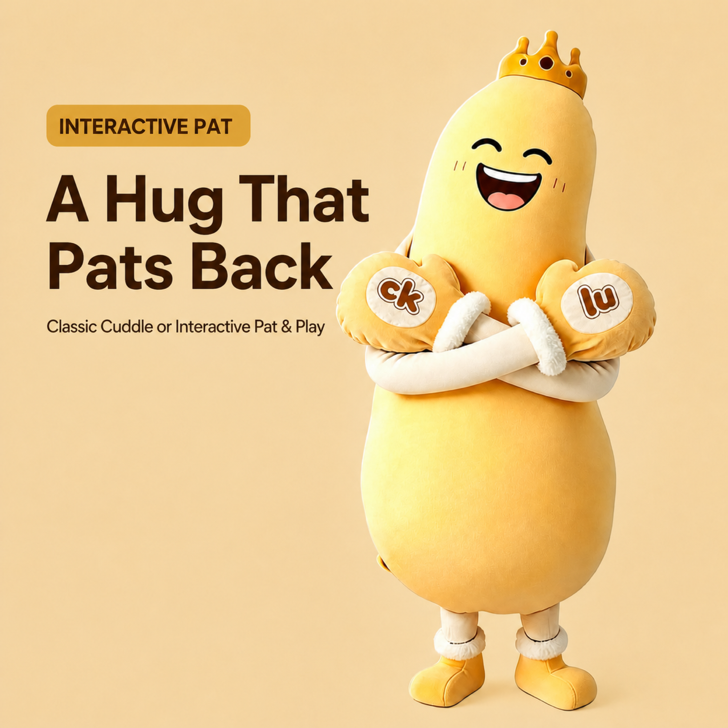 Mango King HugBeat plush with Interactive Pat selling points