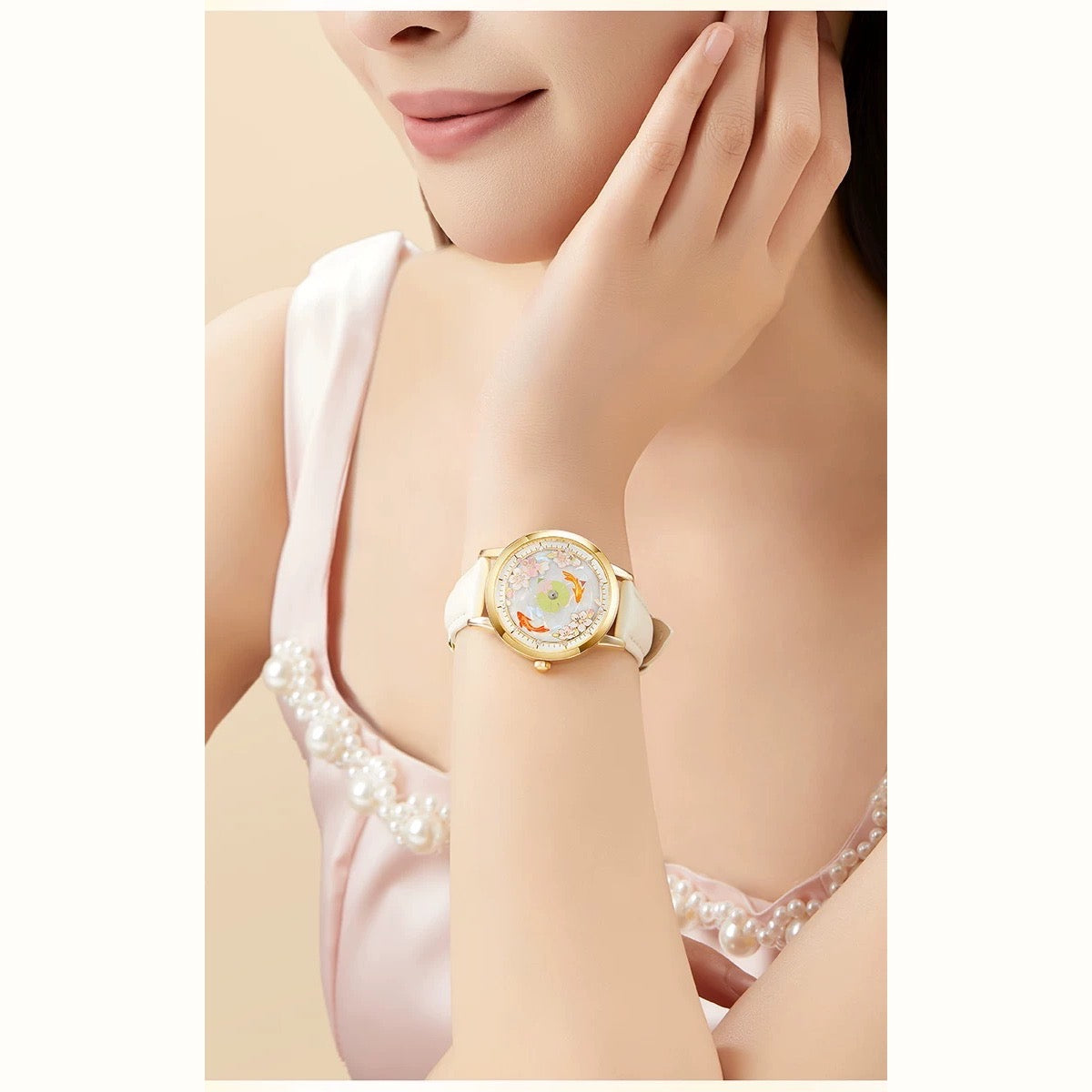 Original KoiBloom wrist photograph with a pink outfit
