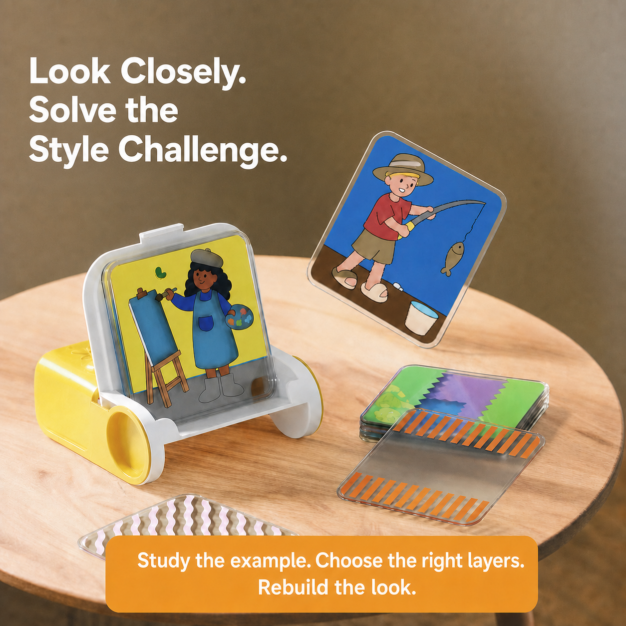 MixMatch visual logic challenge with transparent cards