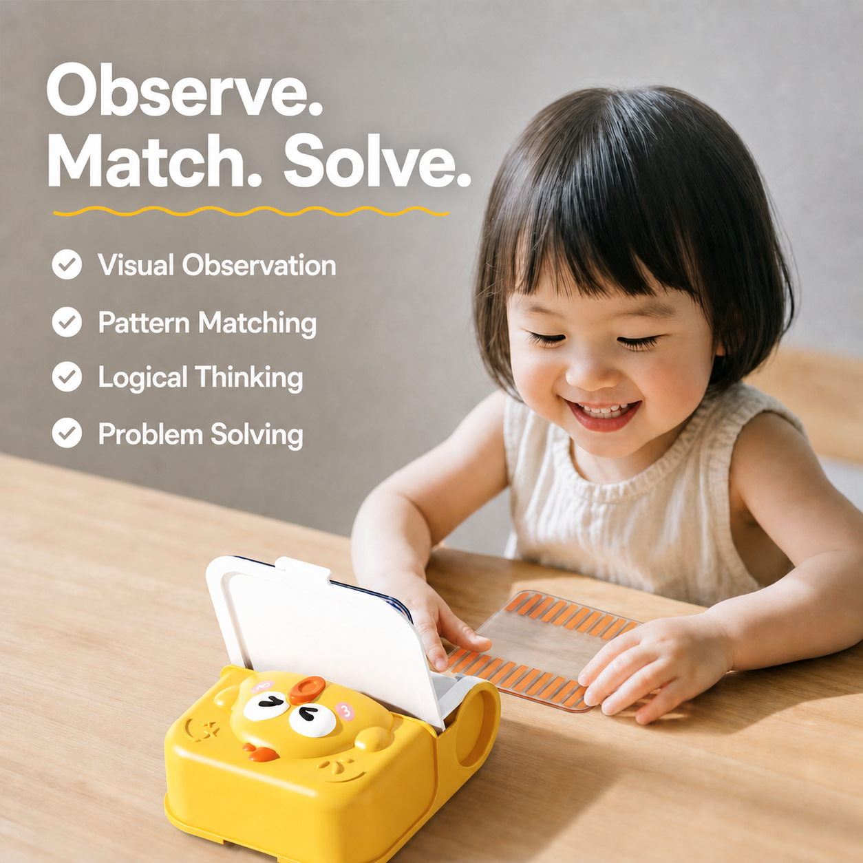 Child practicing observation pattern matching and problem solving