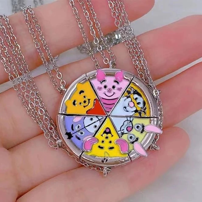 Funky Retro BFF Best Friends Puzzle Pendant Necklace Set – Silver Alloy, 18 Inch, Novelty Costume Jewelry