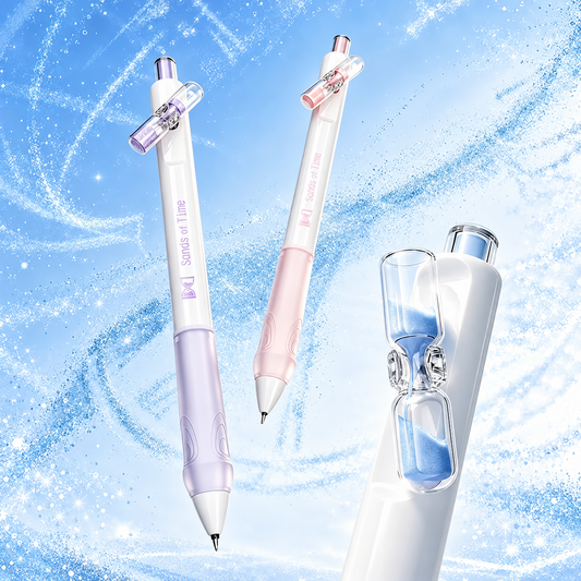 Hourglass Gel Pen with pink, lavender and blue details