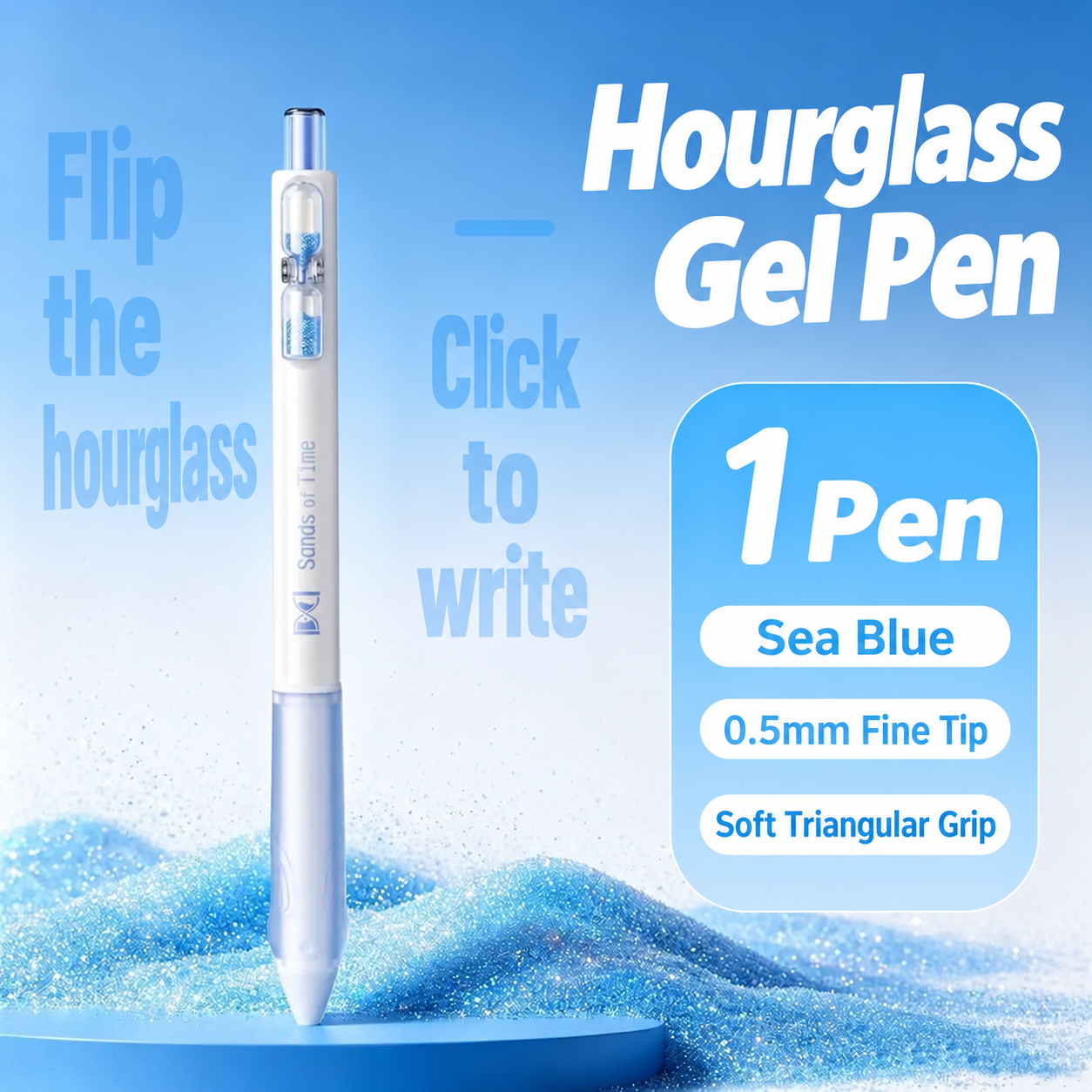 Hourglass Gel Pen in Sea Blue