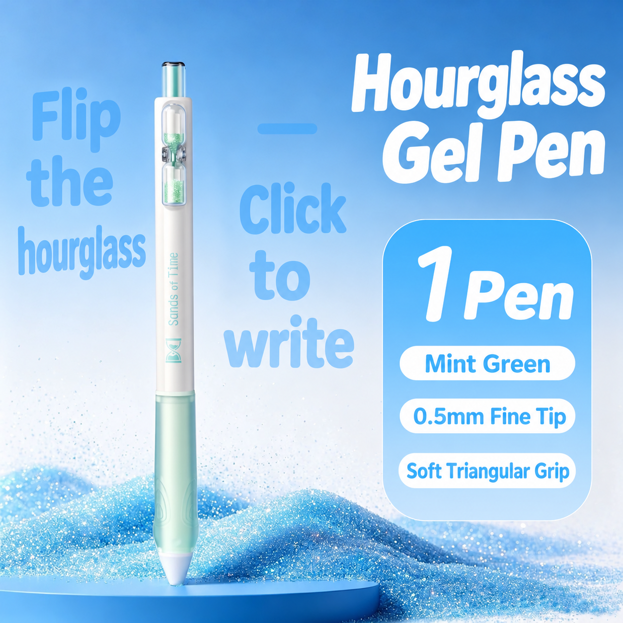 Hourglass Gel Pen in Mint Green