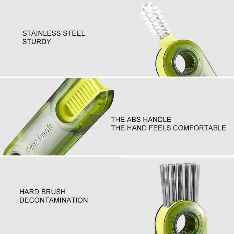 3 In 1 Bottle Gap Cleaner Brush Multifunctional U-Shaped Cup Mouth Brush  Feeding Bottle Cleaning