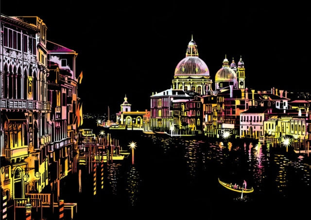 Magic Art City Night view Scratch Painting A3 size (15.9 X 11.2) – Zilarr